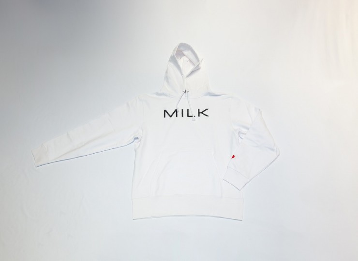 MILK/ロゴ刺繍パーカー／新品／ホワイト